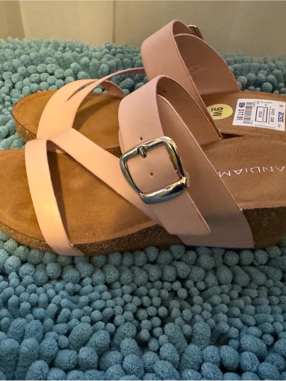 Andiamo Blush Pink Wedge Sandals Size 9W